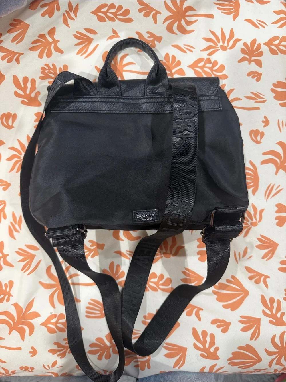 Botkier Black Nylon Backpack with Logo Strap